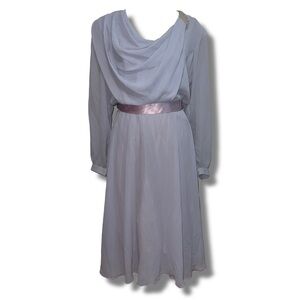 Vintage Periwinkle Rhinestone Accent Belted Dress